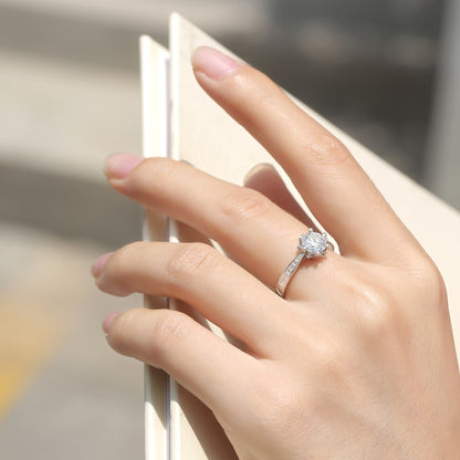 Snowflake Geometric Ring with Moissanite