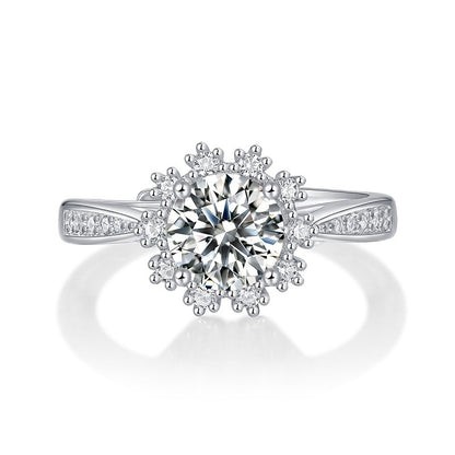Snowflake Geometric Ring with Moissanite