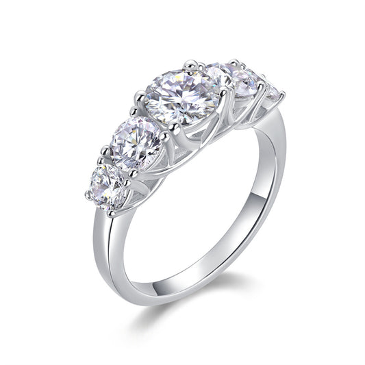 Sophisticated Round Cut Silver Ring with 1 Carat Stone