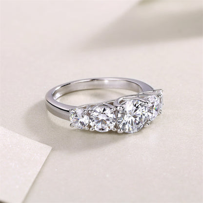 Sophisticated Round Cut Silver Ring with 1 Carat Stone