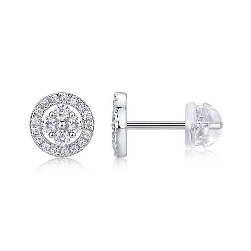Sophisticated Round Diamond Earrings in 925 Silver