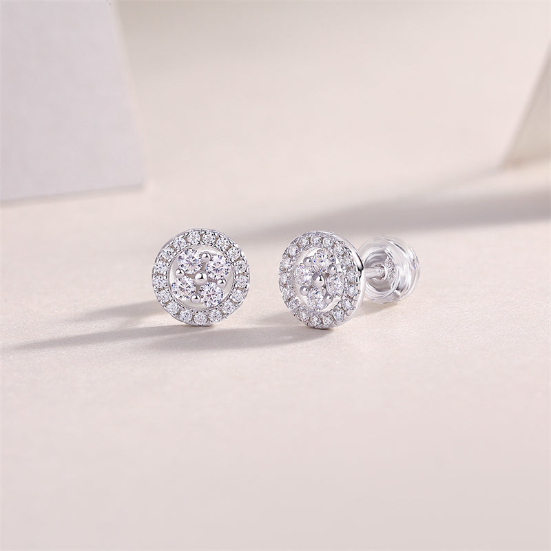 Sophisticated Round Diamond Earrings in 925 Silver