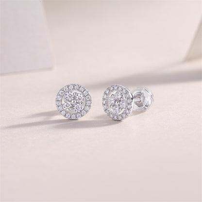 Sophisticated Round Diamond Earrings in 925 Silver