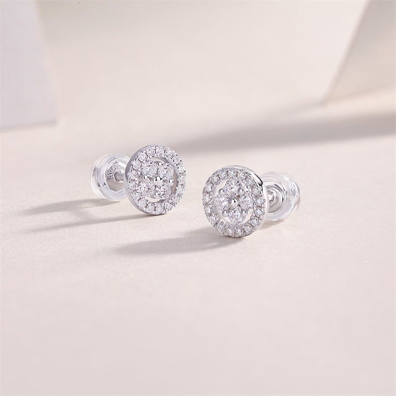 Sophisticated Round Diamond Earrings in 925 Silver