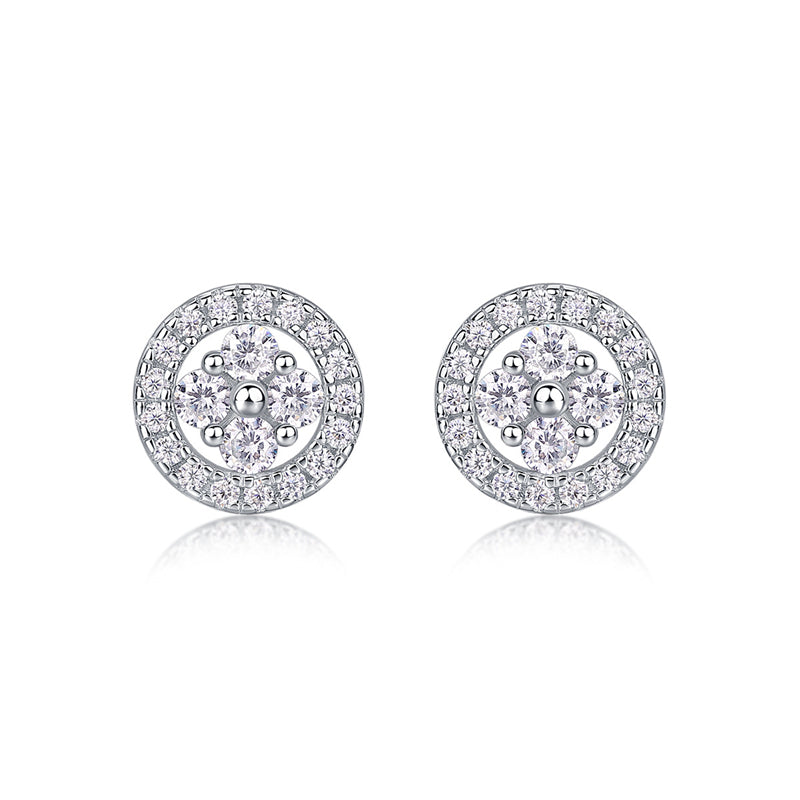 Sophisticated Round Diamond Earrings in 925 Silver