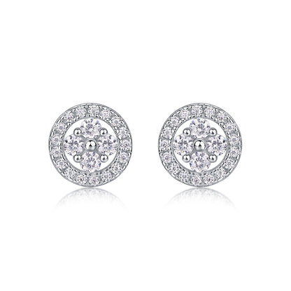 Sophisticated Round Diamond Earrings in 925 Silver