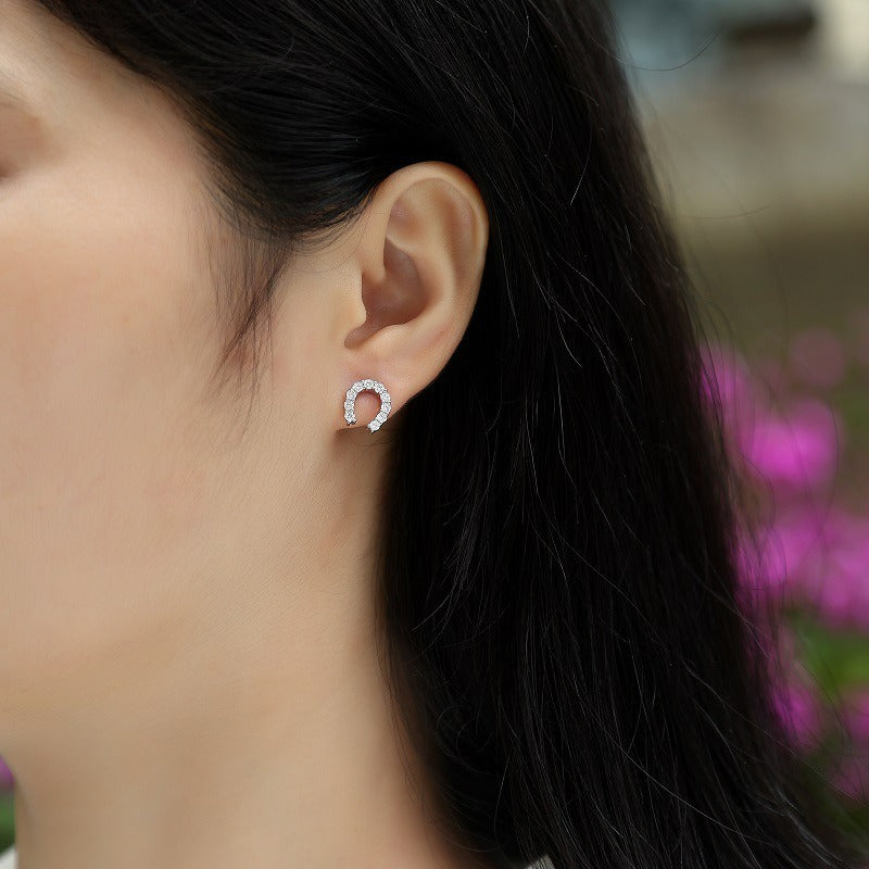 Sophisticated U-Shape Moissanite Earrings for Women