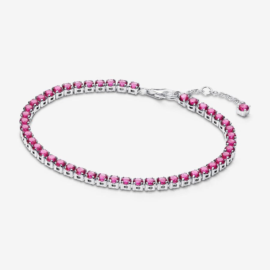 Sterling Silver Pink Tennis Bracelet