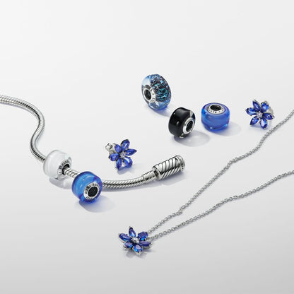 Sparkling Blue Herbarium Cluster Stud Earrings