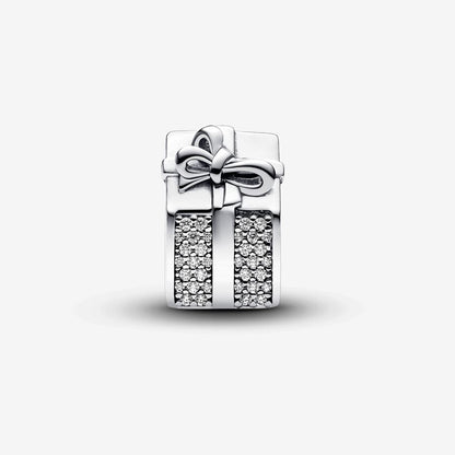 Holiday Gift Box Silver Charm