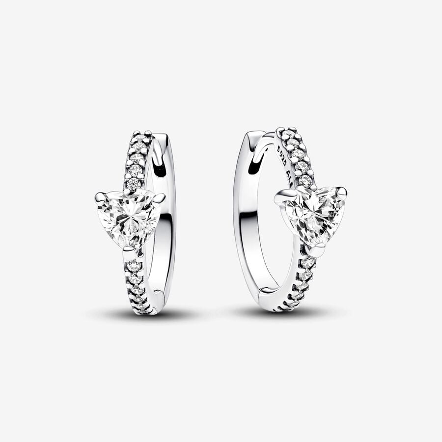 Sparkling Heart Hoop Earrings