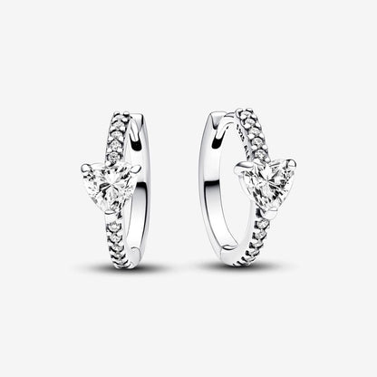 Sparkling Heart Hoop Earrings
