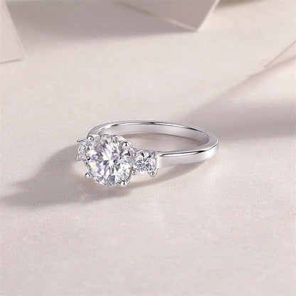 Sparkling Round Moissanite Ring in Sterling Silver