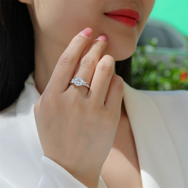 Sparkling Round Moissanite Ring in Sterling Silver