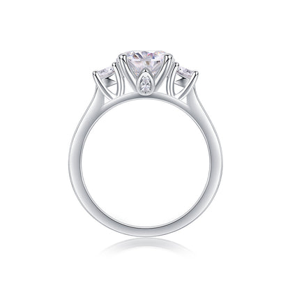 Sparkling Round Moissanite Ring in Sterling Silver