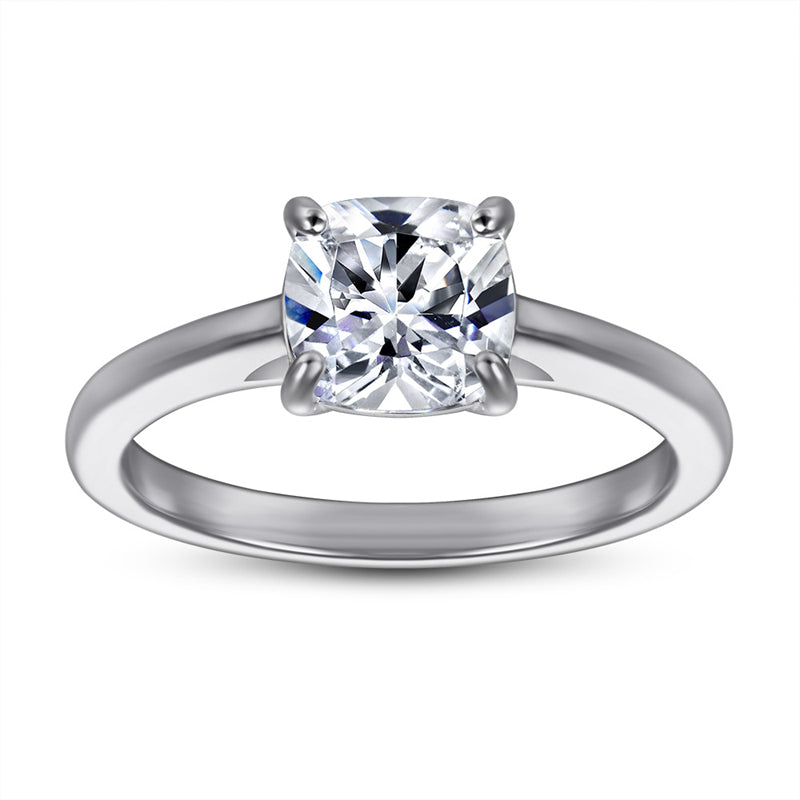 Square Cut Zircon Solitaire Ring - 925 Sterling Silver Minimalist Statement Jewelry