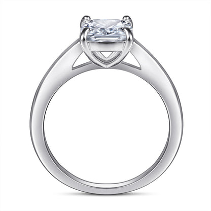 Square Cut Zircon Solitaire Ring - 925 Sterling Silver Minimalist Statement Jewelry