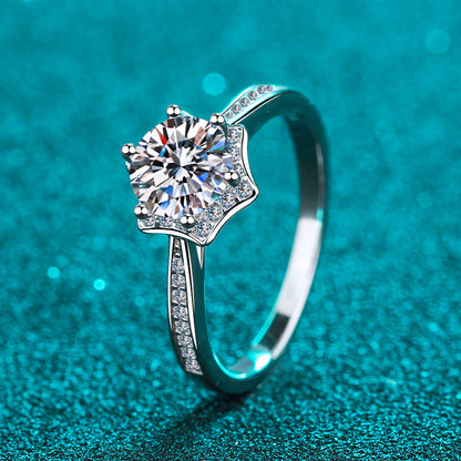 Star Solitaire Moissanite Ring - 925 Sterling Silver Cherry & Persimmon Knuckle Ring