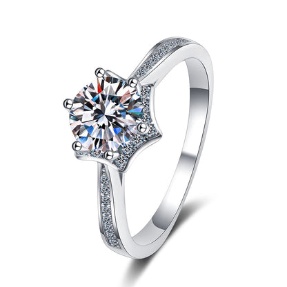 Star Solitaire Moissanite Ring - 925 Sterling Silver Cherry & Persimmon Knuckle Ring