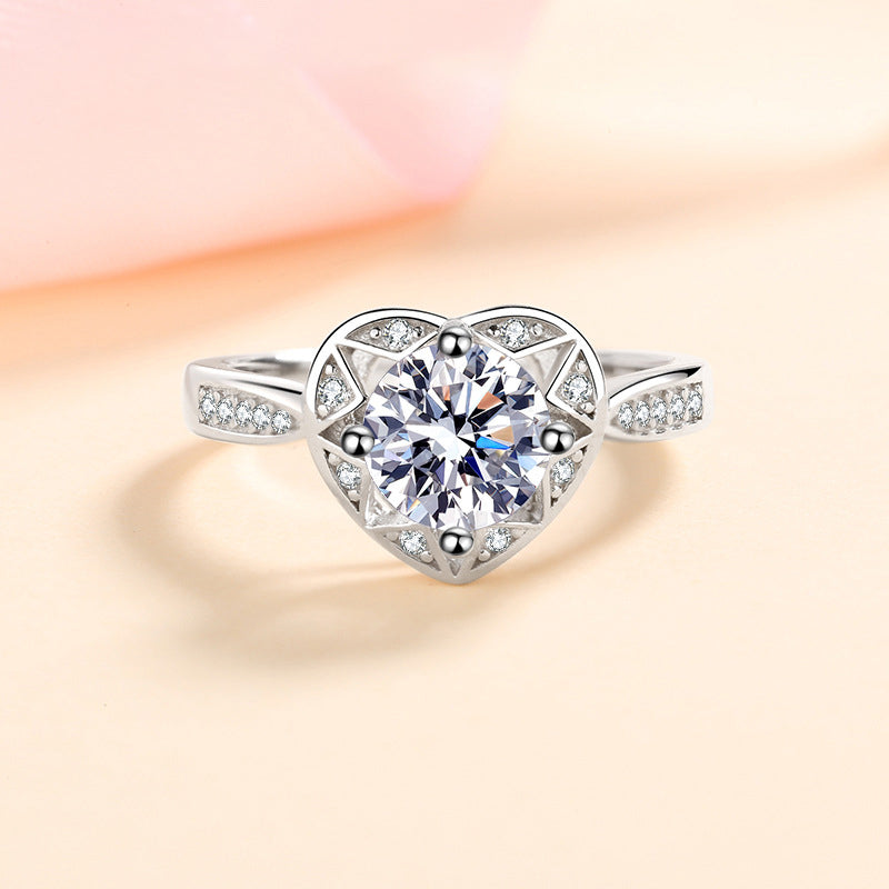 Star Whisper Wish Moissanite Engagement Ring - 925 Sterling Silver with Cultural Motifs