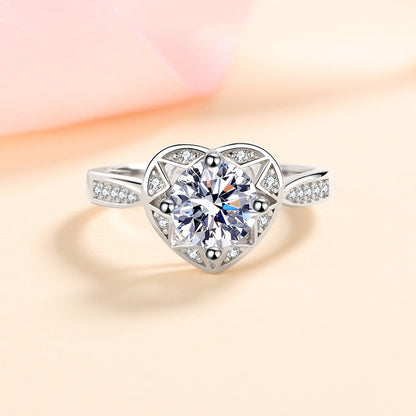 Star Whisper Wish Moissanite Engagement Ring - 925 Sterling Silver with Cultural Motifs
