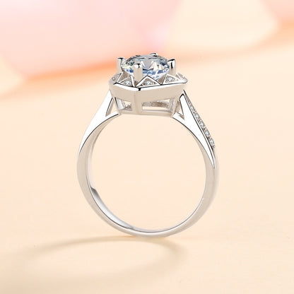 Star Whisper Wish Moissanite Engagement Ring - 925 Sterling Silver with Cultural Motifs
