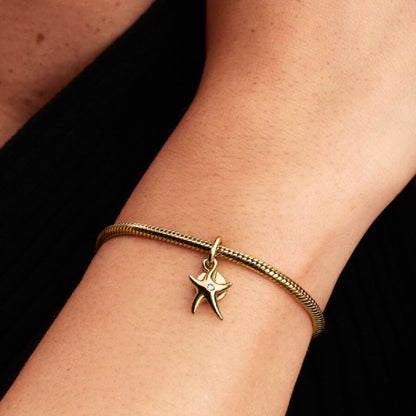 14k Gold Starfish Double Dangle Charm