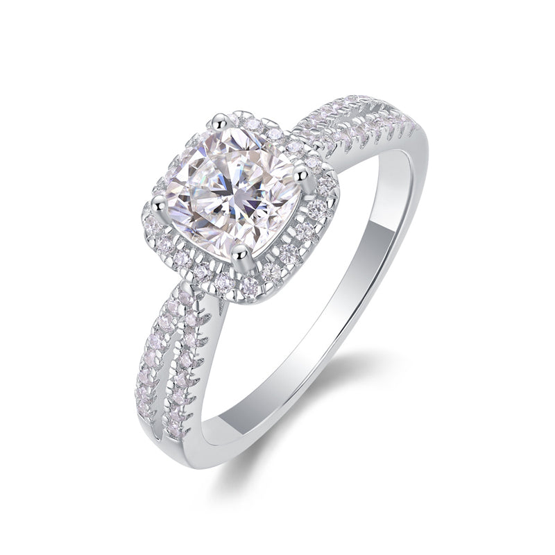 Stunning Square Moissanite Ring in 925 Silver