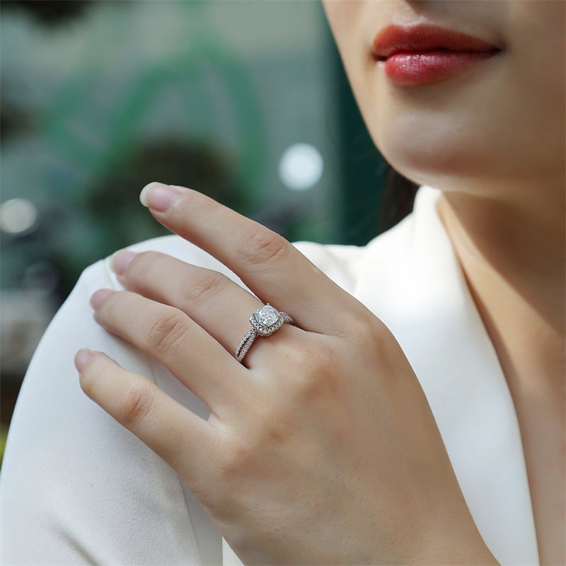 Stunning Square Moissanite Ring in 925 Silver
