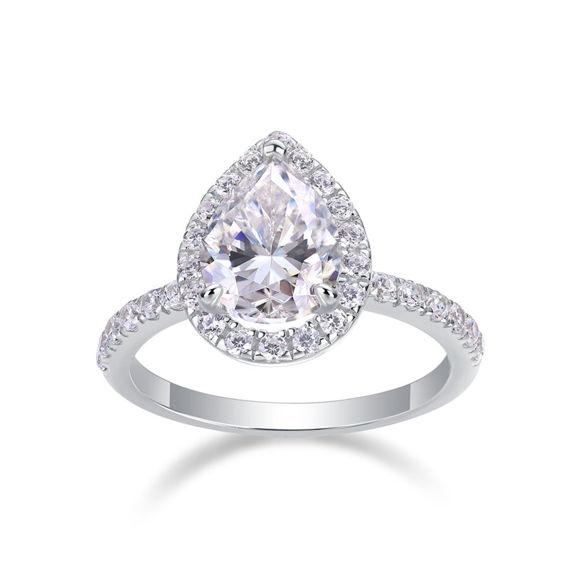Stunning Teardrop Moissanite Ring in 925 Silver