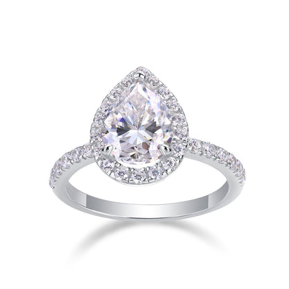 Stunning Teardrop Moissanite Ring in 925 Silver
