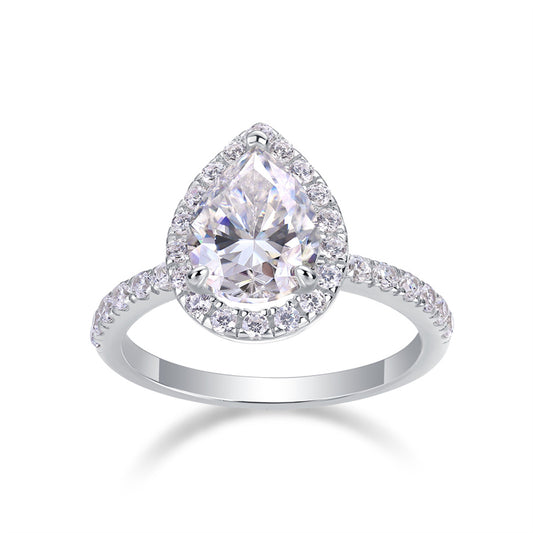 Stunning Teardrop Moissanite Ring in 925 Silver