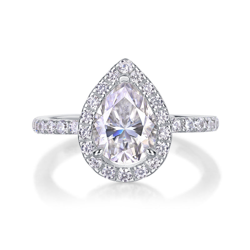 Stunning Teardrop Moissanite Ring in 925 Silver