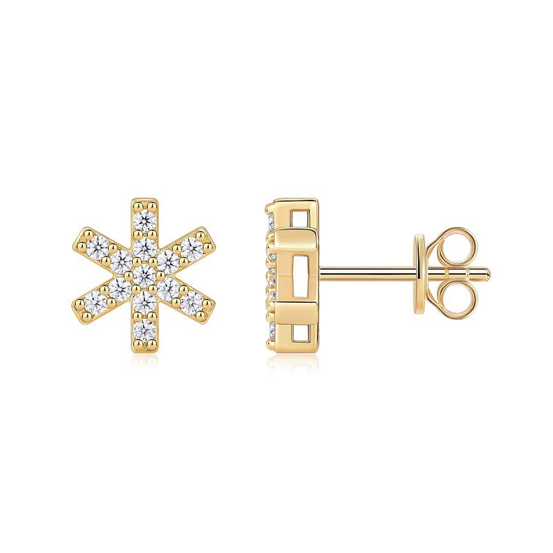 Stylish 925 Silver Moissanite Earrings with Geometric Accents