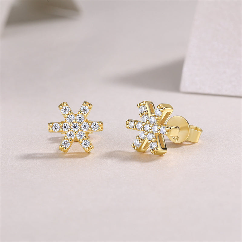 Stylish 925 Silver Moissanite Earrings with Geometric Accents