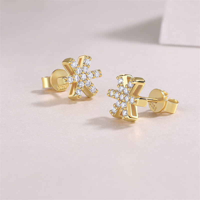 Stylish 925 Silver Moissanite Earrings with Geometric Accents