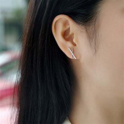 Stylish 925 Silver Moissanite Earrings with Linear Motif