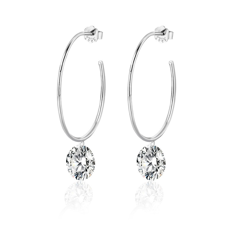 Stylish 925 Silver Moissanite Geometric Earrings