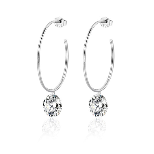 Stylish 925 Silver Moissanite Geometric Earrings