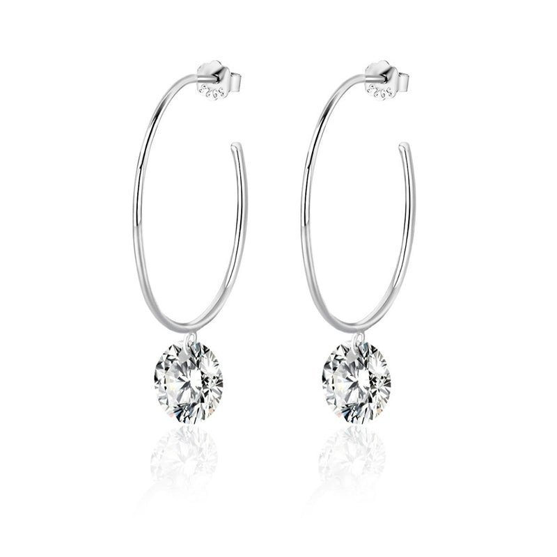 Stylish 925 Silver Moissanite Geometric Earrings