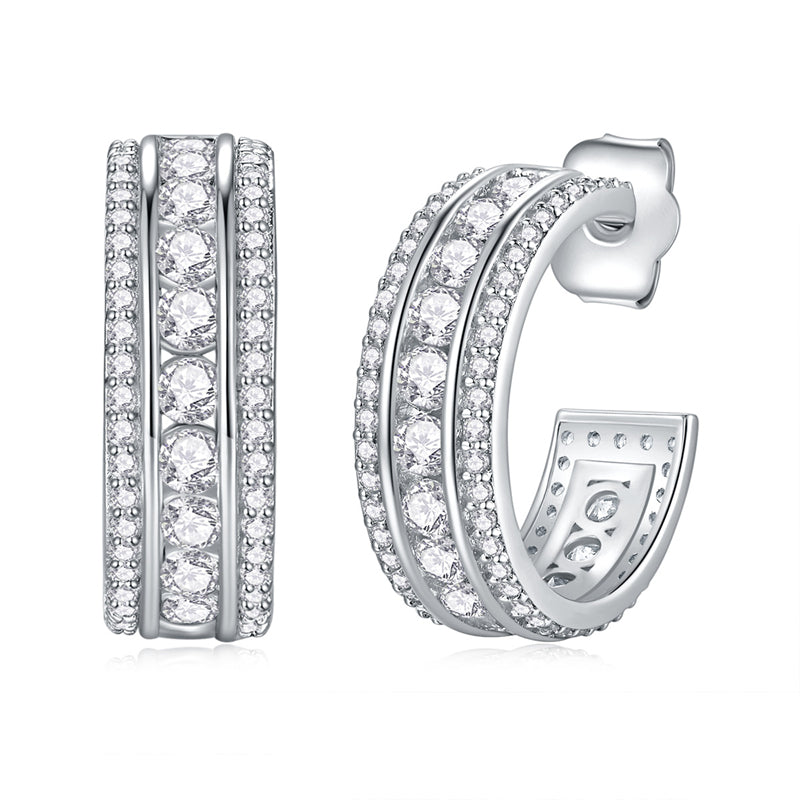Stylish 925 Silver Moissanite Geometric Earrings