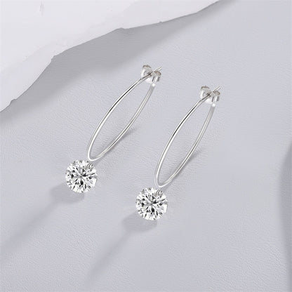 Stylish 925 Silver Moissanite Geometric Earrings