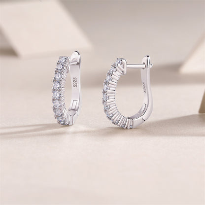 Stylish 925 Silver Moissanite Geometric Earrings