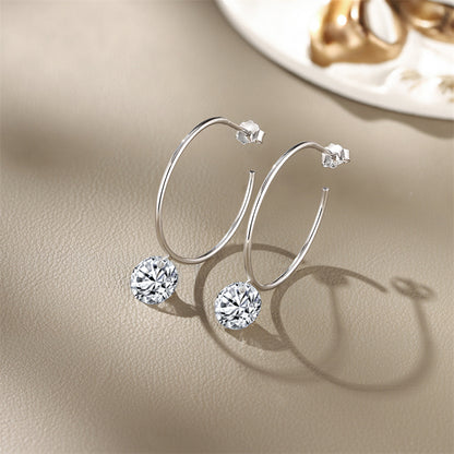 Stylish 925 Silver Moissanite Geometric Earrings