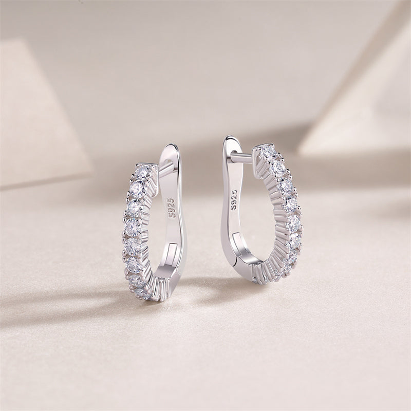 Stylish 925 Silver Moissanite Geometric Earrings