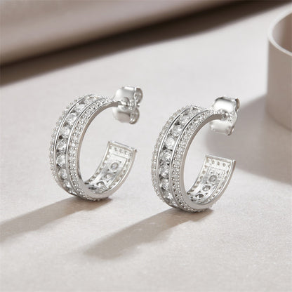 Stylish 925 Silver Moissanite Geometric Earrings