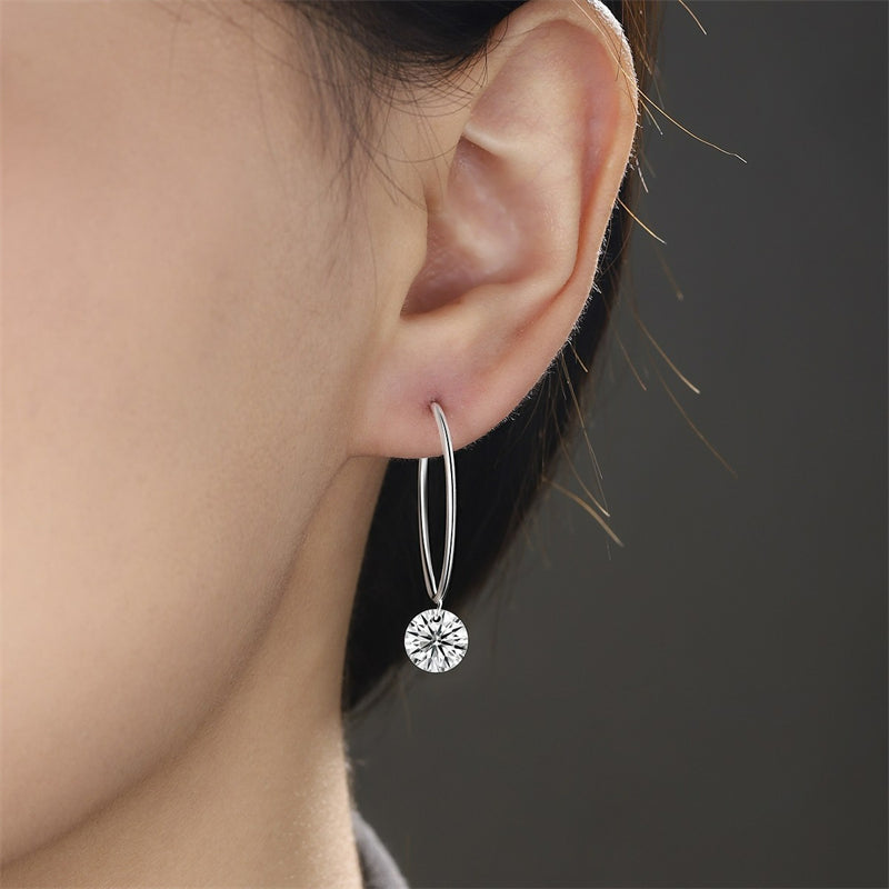 Stylish 925 Silver Moissanite Geometric Earrings