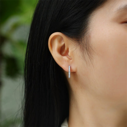 Stylish 925 Silver Moissanite Geometric Earrings