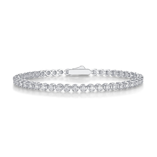 Stylish Round Moissanite Bracelet 925 Silver Ideal for Office Wear