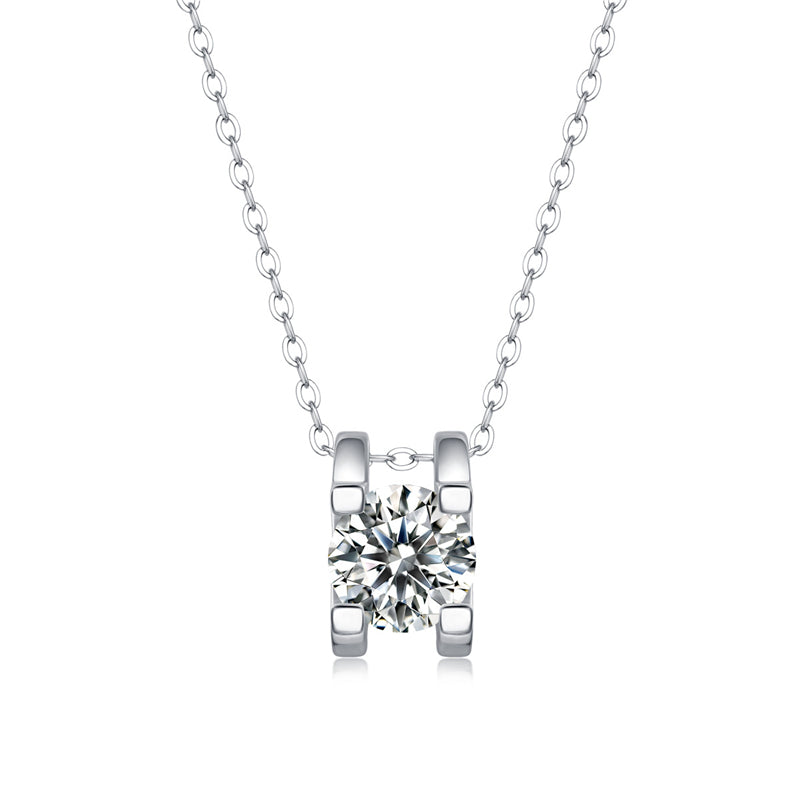 Stylish Square Moissanite Pendant with Bead Chain